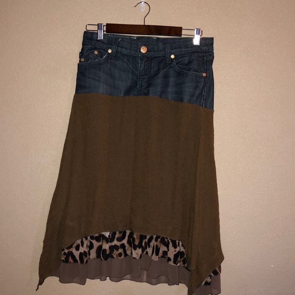 Victoria Beckham Rock & Republic Coastal Cowgirl Western Cowboy Hi Lo Skirt